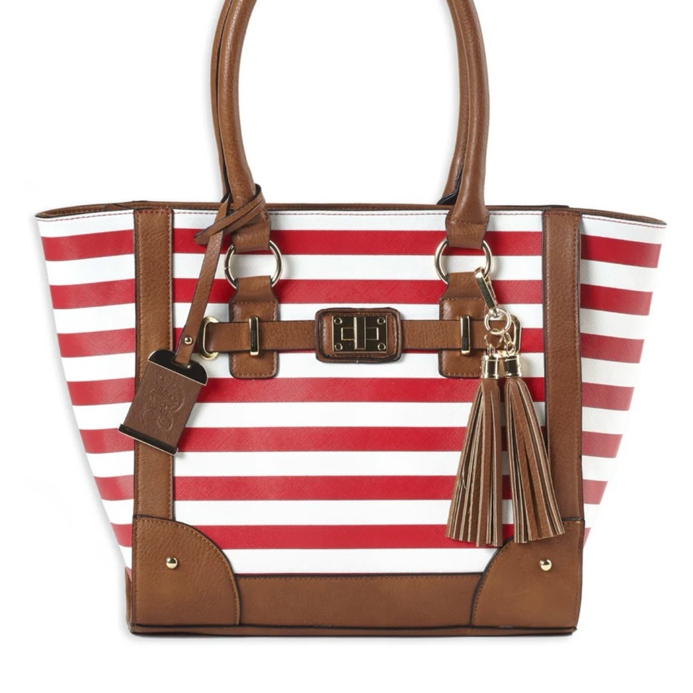 Stylish Pink and White Striped Conceal Carry Tote